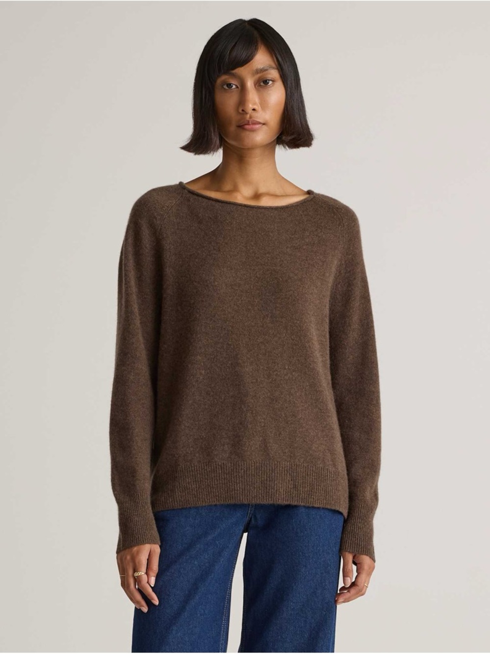 Benedetta B Classic Brown Cashmere Crewneck Women's Sweater size Large